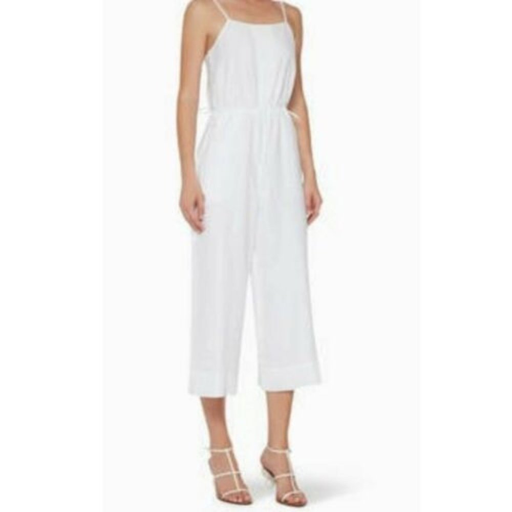 Club Monaco White Linen Jumpsuit Lagenlook Beach Coastal Cowgirl Euro Summer 12